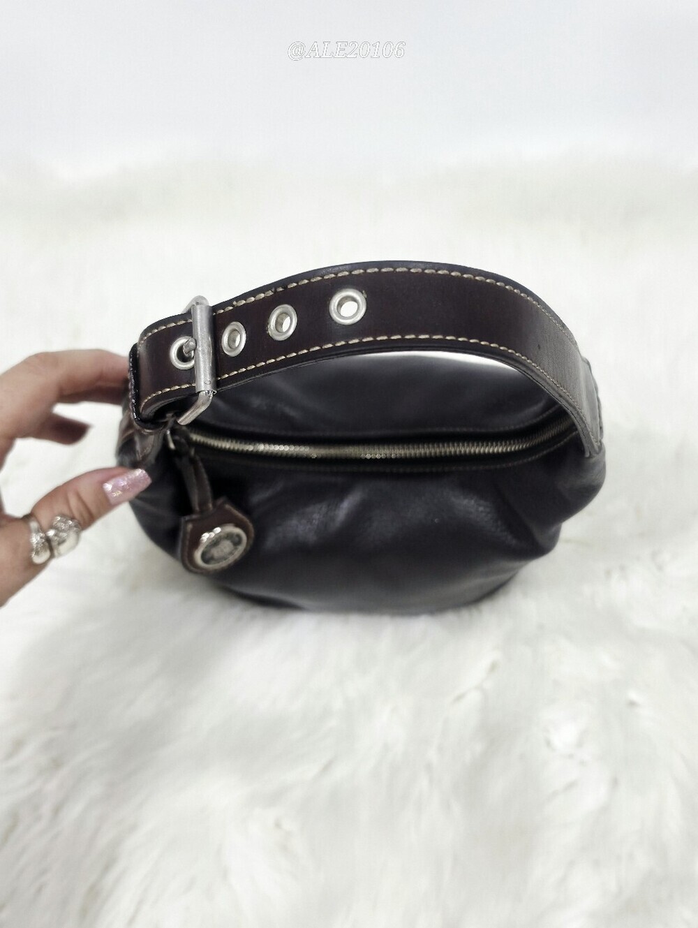 Dooney & Bourke Dark Brown Leather Hobo Shoulder Bag Pebbled Leather Purse - Picture 9 of 12